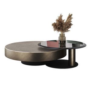 Juego de mesa de centro de vidrio templado redondo de <span class=keywords><strong>Metal</strong></span> contemporáneo, muebles para el hogar, mesa central de sala de estar de lujo moderna - Product Image 6