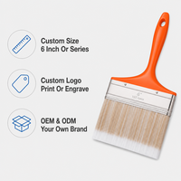 Pinceau de peinture durable de 6 pouces de large, poils synthétiques, virole argentée, manche ergonomique orange, pinceau pour terrasse, clôture, sol