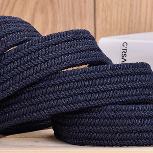 Mode décontracté rayé tissu extensible <span class=keywords><strong>ceinture</strong></span> réglable en alliage boucle ardillon élastique tressé tricoté <span class=keywords><strong>ceinture</strong></span> de Golf pour hommes femmes - Product Image 2