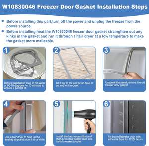 Joint d'étanchéité de <span class=keywords><strong>porte</strong></span> de réfrigérateur W10830046, joint de <span class=keywords><strong>porte</strong></span> de congélateur compatible avec <span class=keywords><strong>Whirlpool</strong></span>, remplace PD00040604, W1016399, W10443241 - Product Image 3