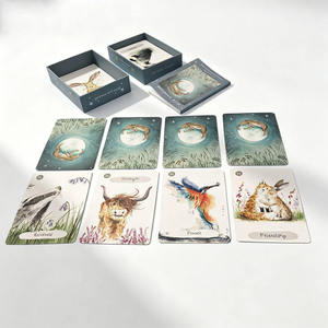 Cartes Oracle personnalisées en gros avec guide, jeu de cartes d'animaux aquarelle, cartes de divination, coffret cadeau - Product Image 1