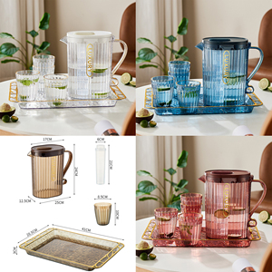 Service <span class=keywords><strong>Pichet</strong></span> à Thé Glacé en Plastique PET Grande Capacité Fini Doré, Théière de Luxe avec Motif Floral pour Bureau, <span class=keywords><strong>Pichet</strong></span> à Eau et à Bière pour l'Été - Product Image 6