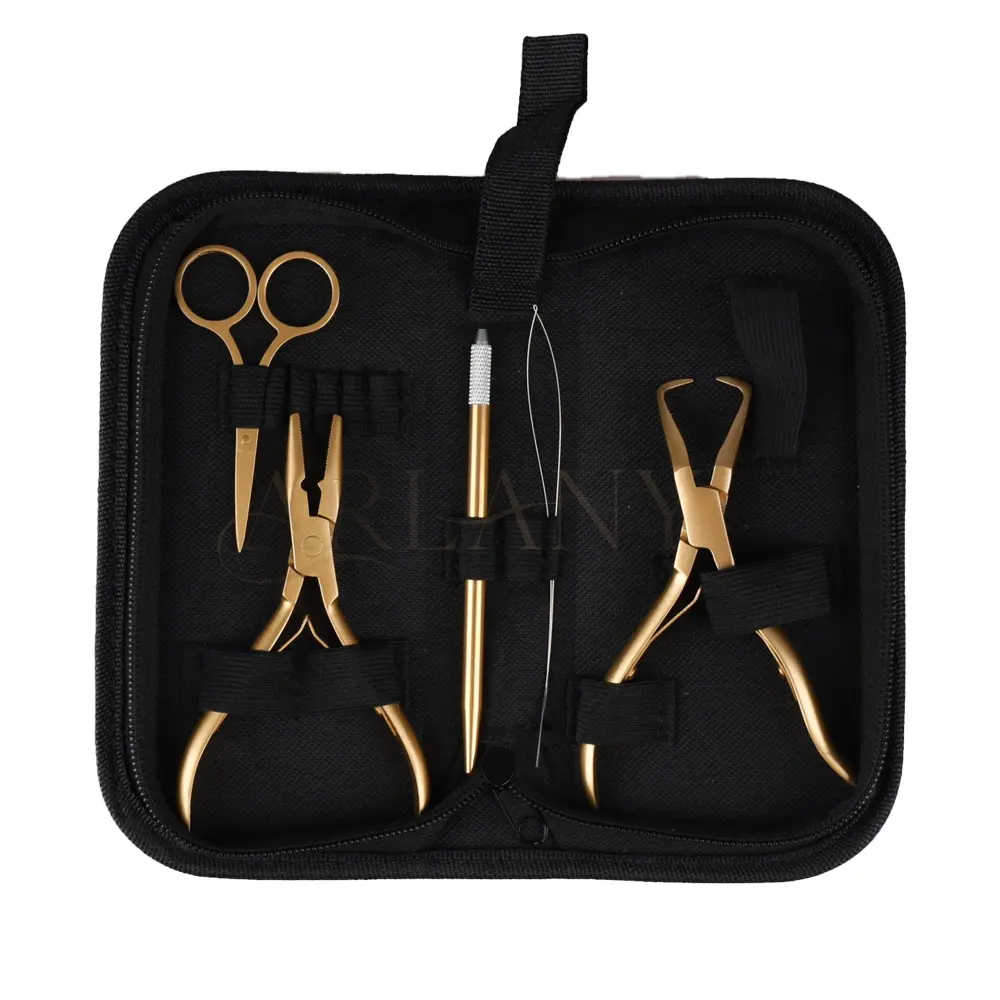 ARLANY Kit d'outils Micro-lien Micro perles pince pour Extension de cheveux outils de traction de cheveux boucle outil ciseaux Micro anneau applicateur pince