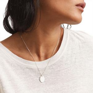 Collier ras du cou tendance en acier inoxydable plaqué pour femme, pendentif ovale lisse, chaîne de clavicule, bijoux 9x13mm, vente en gros - Product Image 1