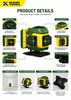 Niveau laser vert X-TOOL MX2-12 de qualité industrielle, portée de 100 pieds, 4 x 360 croisés, 16 lignes, étanche IP54, télécommande