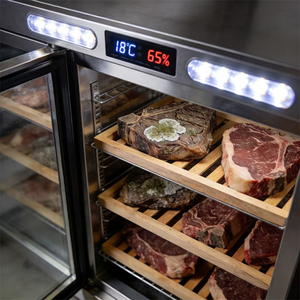 Réfrigérateur de maturation à sec pour viande, trois portes vitrées noires, armoire de maturation pour bœuf - Product Image 1