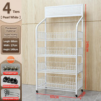 Étagère de présentation pour magasin de détail, 4 niveaux, en fil métallique, avec roulettes, pour bonbons, boissons et marchandises, largeur 50 cm