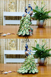 تمثال طاووس للديكور قطعة عرض تمثال السيراميك التذكاري للطاووس قطع ديكور المنزل - Product Image 5