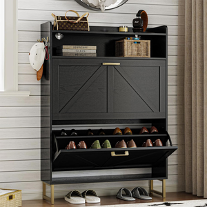 Armoire à chaussures étroite pour entrée, avec 2 tiroirs rabattables, étagère à chaussures dissimulée pour petits espaces - Product Image 1