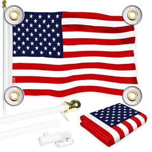 Drapeau américain 3x5 pieds en polyester 150D, sans nœuds, avec mât en aluminium pour affichage extérieur - Product Image 1