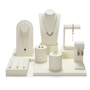 Jinsky Supports de Présentation de <span class=keywords><strong>Bijoux</strong></span> de Luxe Couleur Crème, Présentoir Élégant pour Boucles d'Oreilles, Colliers et Bracelets - Product Image 2