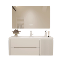 Ensemble de meuble-lavabo de salle de bain avec finition cuite sur mesure, lavabo intégré en acrylique pur, vasque de salle de bain