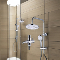 Robinet de salle de bain design moderne à prix d'usine, ensemble de douche pluie, pommeau de douche en laiton poli, jet de massage en céramique, acier inoxydable mural