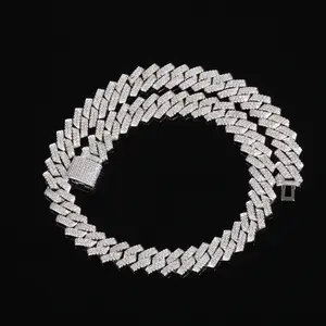 Fashion Rapper Hiphop Gold Sliver Long Chain Choker Jewelry Gifts 13mm Cuban Link Chain Bling High-Quality Zircon Stone Necklace