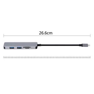 Hub USB-C 5-en-1 avec double interface Type-C 3.0 et lecteur de cartes <span class=keywords><strong>Micro</strong></span> <span class=keywords><strong>SD</strong></span>/TF pour <span class=keywords><strong>Mac</strong></span>, S9/S8, P20 (en stock) - Product Image 2