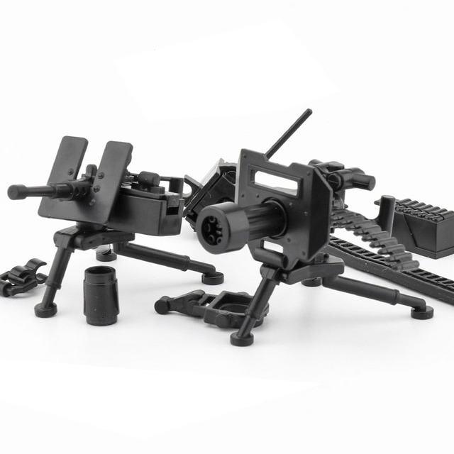Military Mini Soldier Figure Army Weapon Gatling M2 Heavy Machine Gun M2HB Building Block Toys Ww2