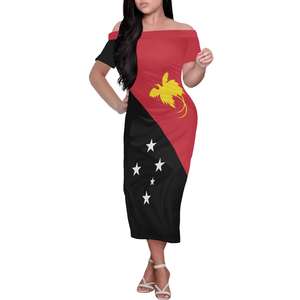 Robe midi à épaules dénudées avec imprimé <span class=keywords><strong>tatouage</strong></span> tribal <span class=keywords><strong>polynésien</strong></span> et motif oiseau de paradis de Papouasie-Nouvelle-Guinée, robe moulante pour <span class=keywords><strong>femme</strong></span> - Product Image 4