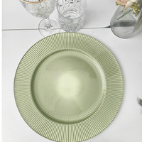 Assiettes de présentation en verre transparentes à louer pour la décoration de tables de mariage, événements de restauration fine et fêtes, 13 pouces