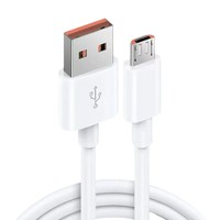 6A Snelle 1M/3FT TPE Afgeschermde Micro USB Hoge Snelheid Duurzame Zuiver Koper Milieuvriendelijke Witte Oplaadkabel met 1 Jaar Garantie voor