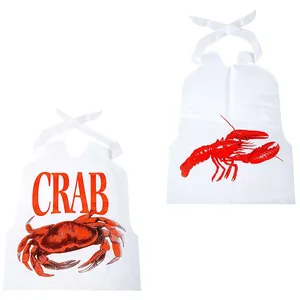 Accessoires de crabe d'écrevisse personnalisés moins chers, cuisson de fruits de mer, tablier jetable en plastique, homard, bavoirs pour adultes pour Restaurant