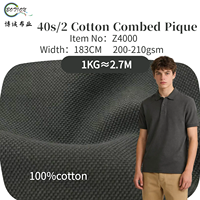 Tela de Malla Tejida Peinada 100% Algodón 200gsm 40S, Elástica, de Secado Rápido, Ligera y Transpirable para Camisetas Polo