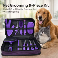 Kit complet de toilettage pour chiens et chats avec peigne, brosse, coupe-ongles, ciseaux, gants, outils d'élimination des poils, ensemble de fournitures pour le soin des animaux domestiques