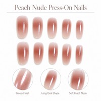 K720 Kaixin Factory ABS Soft Peach Nude Press on Nails Artificial Custom Long Oval Shape Art Nail Sets