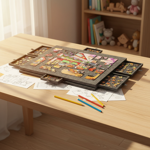 A Portable Jigsaw <strong>Puzzle</strong> Pad a Cover 8 Classification <strong>Trays</strong>, Featuring a Felt <strong>Puzzle</strong> Board a Large Storage Box Large <strong>Puzzles</strong> - Product Image 6