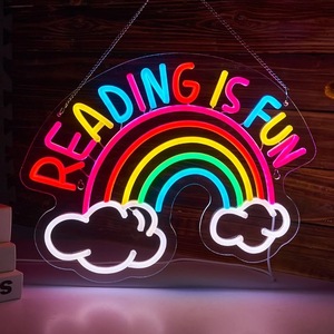 Insegna LED al Neon 'La Lettura è Divertente' con Timer e Presa Intelligente, Alimentata USB, per Decorazione Camera Studio Bambini, 41x32 cm - Product Image 1