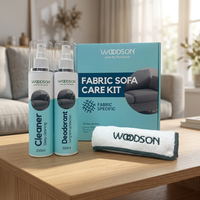 Kit d'entretien pour canapé en tissu WOODSON Premium, nettoyant pour tissus et spray désodorisant, détachant pour canapé, éliminateur d'odeurs d'animaux