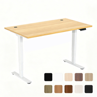 Bureau exécutif moderne et ergonomique Hetium avec cadre en acier pliable, commande électrique à moteur unique et support en bois réglable
