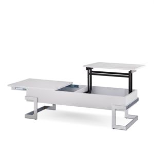 DB Calmam <b>White</b> High <b>Gloss</b> & Chrome Finish Lift Top Coffee <b>Table</b> - Product Image 6