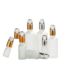 Flacons compte-gouttes en verre dépoli doré de 50ml personnalisés pour les soins de la peau sérum crème nettoyante pour le visage crème pour le visage