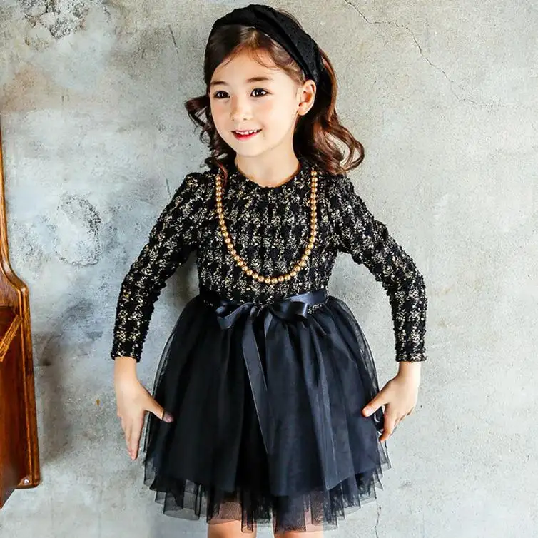 Kids Dresses For Girls 2019 Autumn Winter Houndstooth Princess Dresses Kids Casual Children Clothes Girl Costume Vestido 3-10Y