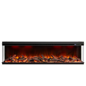 Cheminée électrique moderne à flamme LED réaliste à 3 côtés <span class=keywords><strong>de</strong></span> 72 pouces, avec ensemble <span class=keywords><strong>de</strong></span> bûches réelles en option, commande vocale intelligente - Product Image 4