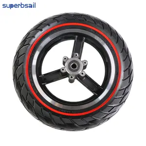 Superbsail High Quality 10*2.5 Front Solid Tire With Rim For Kugoo M4 Pro Electric Scooter Front Wheel With Red Ring Tire Parts