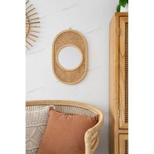 2020 Minimalism Hand Weaving Willow Wicker <strong>Mirrors</strong> Vintage Style Rattan <strong>Cane</strong> Wall Hanging Decor Round Make up <strong>Mirrors</strong> - Product Image 3