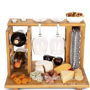 Estante de vino de madera con soporte para copas y bandeja para queso para uso en fiestas - Product Image 4