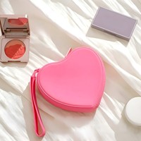 Porte-monnaie en silicone en forme de cœur avec porte-clés, couleur macaron, fermeture éclair, trousse de maquillage de voyage, porte-bijoux, breloque, boîte à clés pour femme