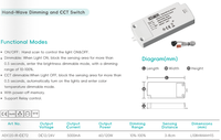 Contrôleur de lumière LED pour miroir avec capteur de mouvement à main, variateur CCT, interrupteur de température de couleur, mémoire de coupure de courant, DC12 24V 60 120W