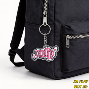 Portachiavi in acrilico tipo personalità <span class=keywords><strong>ENFP</strong></span>, con scritte rosa stile graffiti e brillantini, ciondolo con bordo trasparente per chiavi o borse - Product Image 3