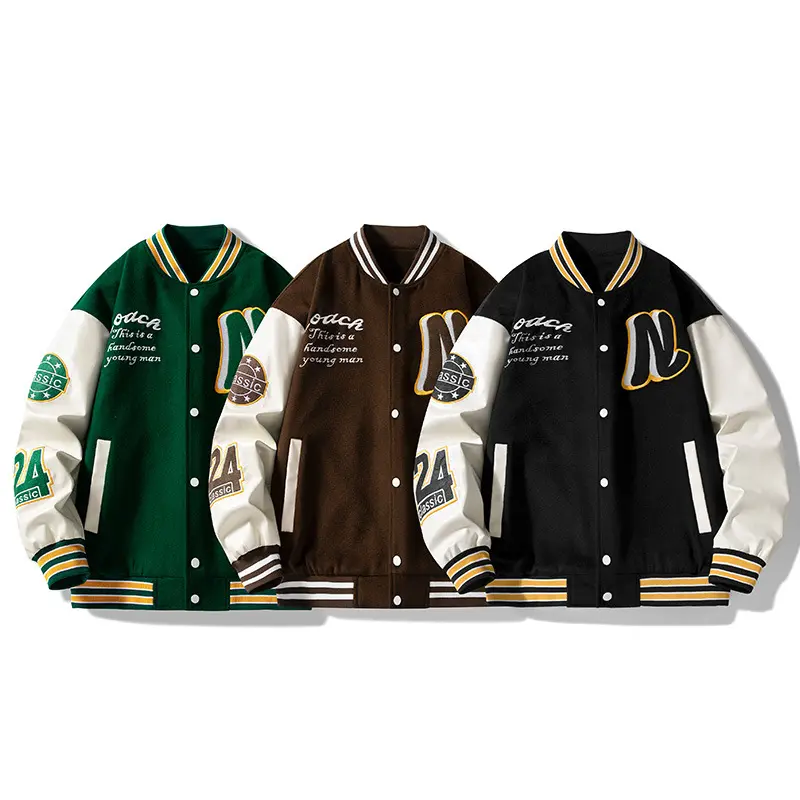 Men's woolen long-sleeved coat leather sleeves can be customized men's jacket