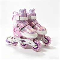 Patins à roulettes quad durables et respirants avec roues en PU lumineuses et panneau supérieur en maille découpé au laser de type Sea Carton