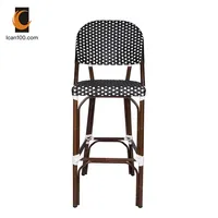 Tabouret de bar moderne noir en rotin tabouret de restaurant de bar intérieur et extérieur empilable chaises de bar hautes de patio extérieur