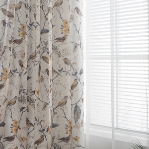 <span class=keywords><strong>Tende</strong></span> Stampate con Motivo di Uccelli in Stile Americano, Texture di Lino per <span class=keywords><strong>Camera</strong></span> <span class=keywords><strong>da</strong></span> <span class=keywords><strong>Letto</strong></span> - Product Image 2
