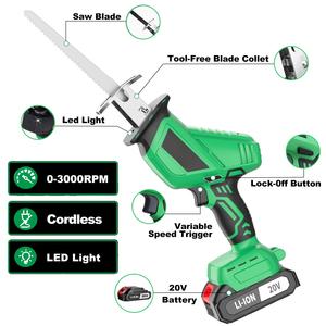 20V DIY Cordless Reciprocating <b>Saw</b> Industrial Grade Tool for PVC Metal Wood Plastic CRS-20A-2 Cordless Reciprocal <b>Saw</b> S - Product Image 2