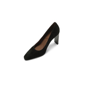 Escarpins rétro à bout carré en daim à <span class=keywords><strong>talon</strong></span> carré pour le quotidien, chaussures minimalistes à bout bas pour occasions formelles, talons noirs polyvalents - Product Image 4