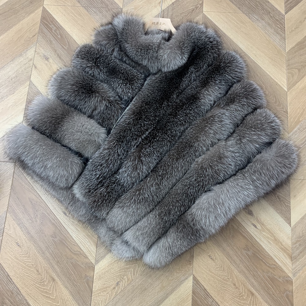 Neuheiten Damen Mode Fox Fur Triangle Schal Grau Braun Cape Fur Schal