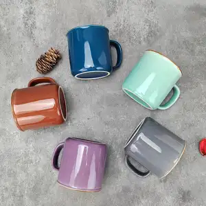 Sunka-Taza de cerámica reactiva personalizada, taza de café de esmalte de imitación, juego de regalo de 5 colores para amigos