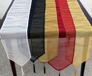 Simple Solid Color Polyester Table Runner with Tassels for Home Use - Product Image 1